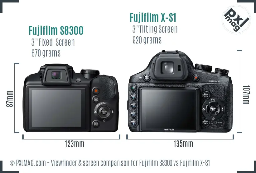 Fujifilm S8300 vs Fujifilm X-S1 Screen and Viewfinder comparison