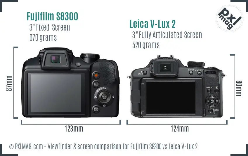 Fujifilm S8300 vs Leica V-Lux 2 Screen and Viewfinder comparison