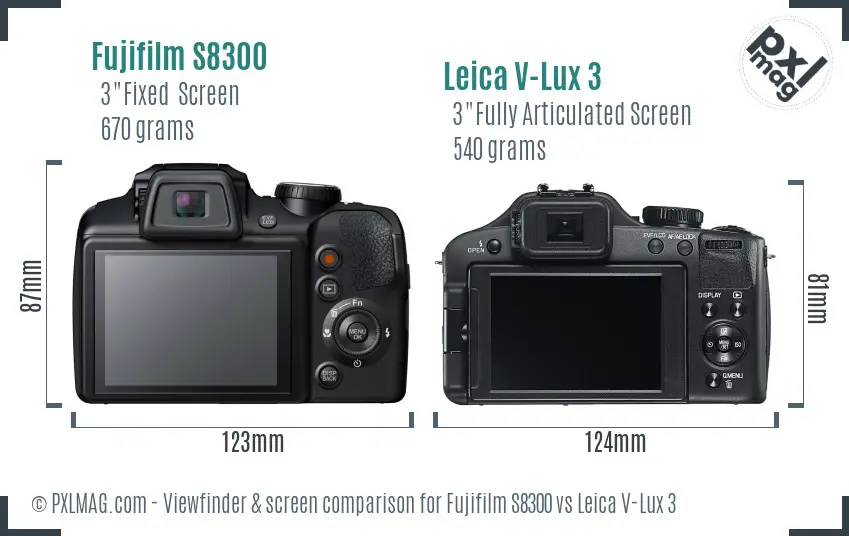 Fujifilm S8300 vs Leica V-Lux 3 Screen and Viewfinder comparison