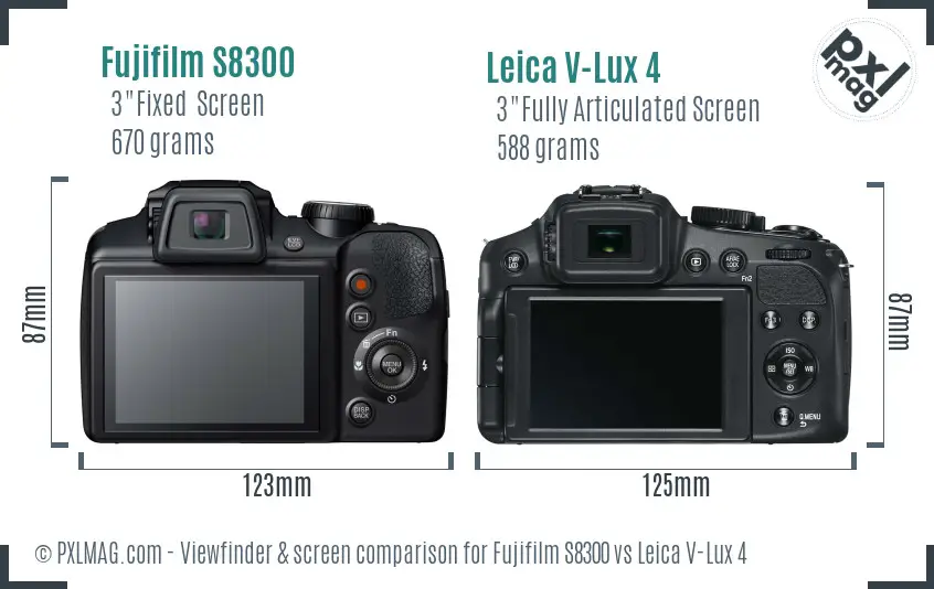 Fujifilm S8300 vs Leica V-Lux 4 Screen and Viewfinder comparison