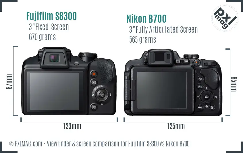 Fujifilm S8300 vs Nikon B700 Screen and Viewfinder comparison