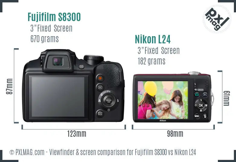 Fujifilm S8300 vs Nikon L24 Screen and Viewfinder comparison
