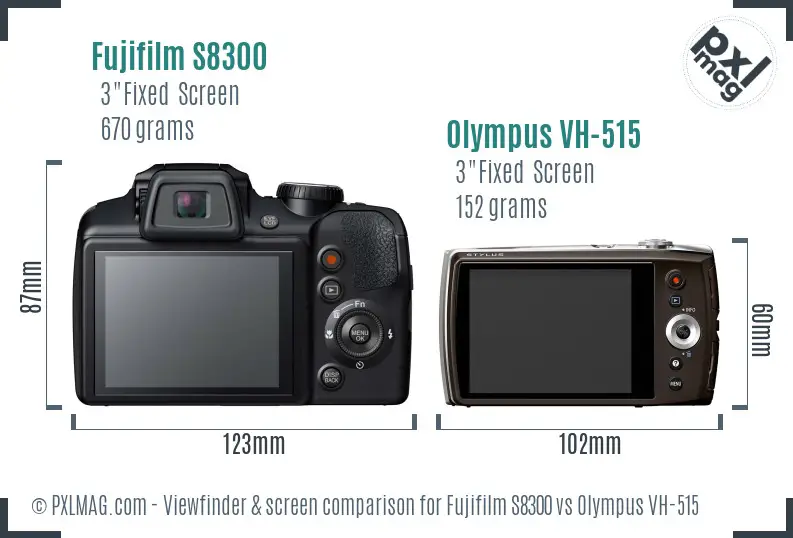 Fujifilm S8300 vs Olympus VH-515 Screen and Viewfinder comparison