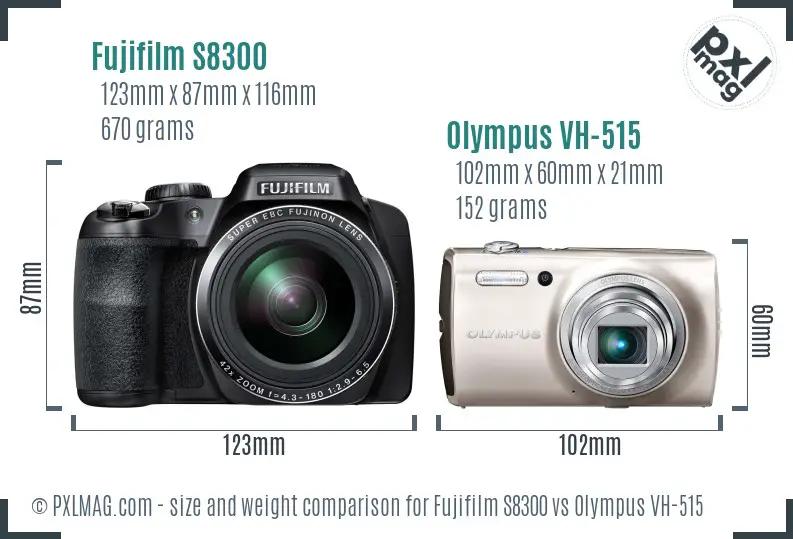 Fujifilm S8300 vs Olympus VH-515 size comparison