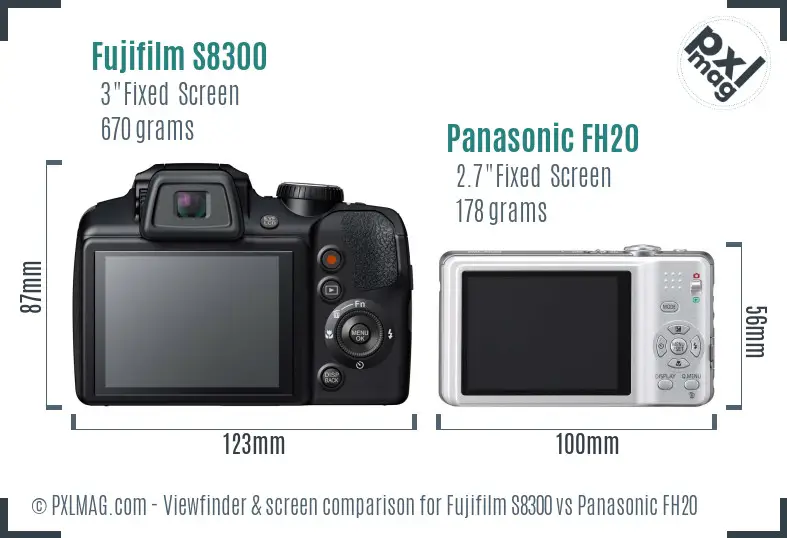 Fujifilm S8300 vs Panasonic FH20 Screen and Viewfinder comparison