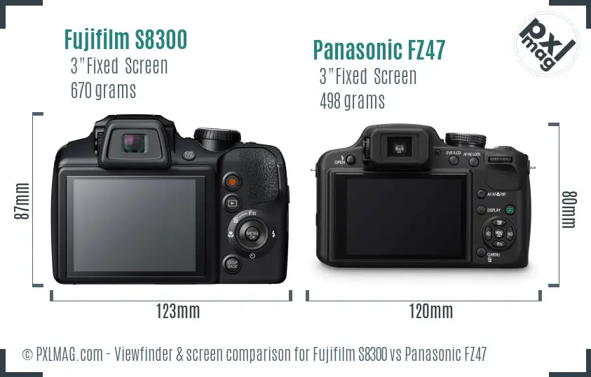 Fujifilm S8300 vs Panasonic FZ47 Screen and Viewfinder comparison