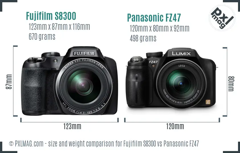 Fujifilm S8300 vs Panasonic FZ47 size comparison