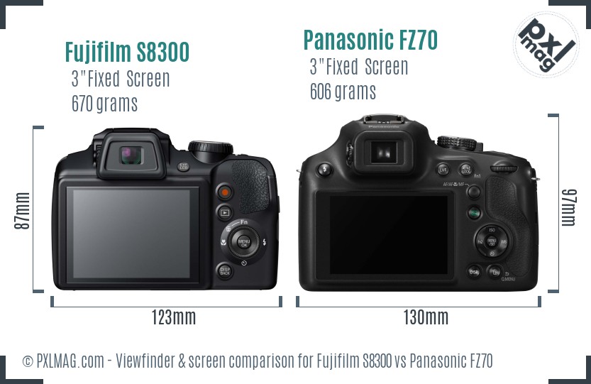 Fujifilm S8300 vs Panasonic FZ70 Screen and Viewfinder comparison