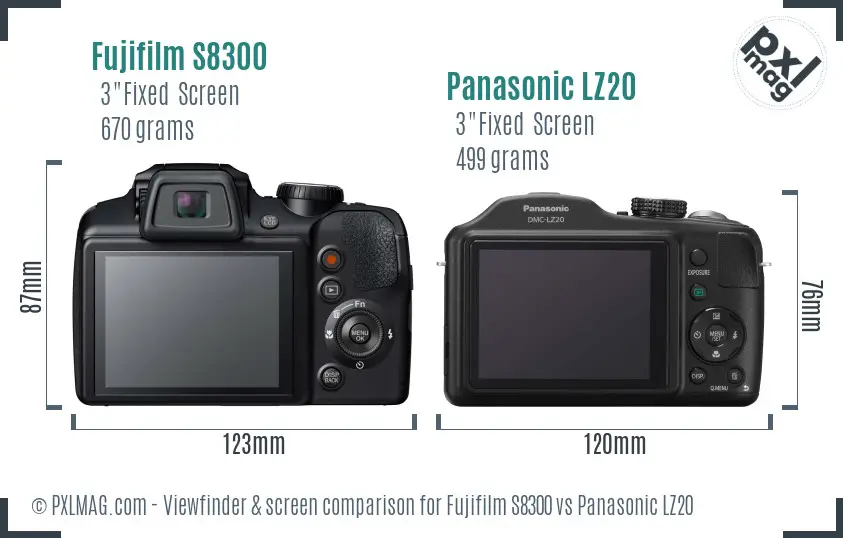 Fujifilm S8300 vs Panasonic LZ20 Screen and Viewfinder comparison Fujifilm S8300 vs Panasonic LZ20 Screen and Viewfinder comparison