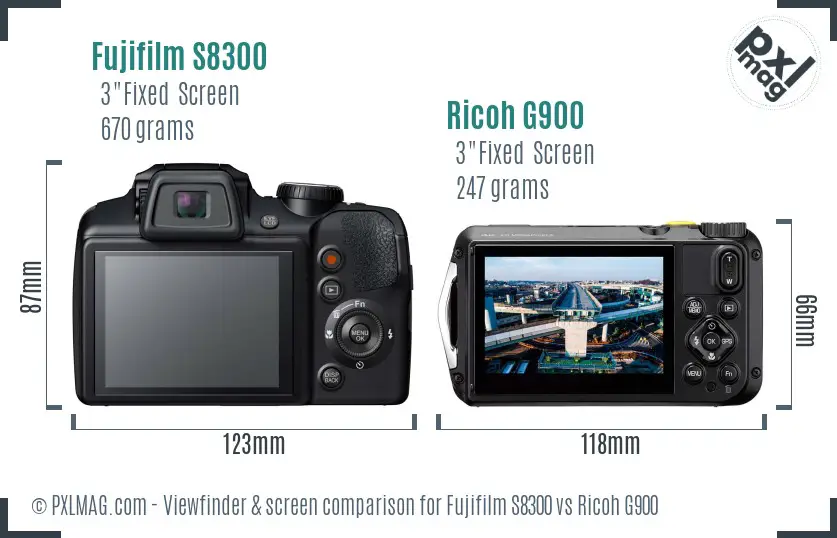 Fujifilm S8300 vs Ricoh G900 Screen and Viewfinder comparison