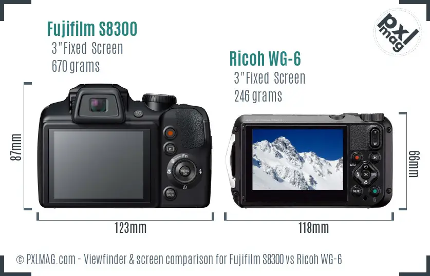 Fujifilm S8300 vs Ricoh WG-6 Screen and Viewfinder comparison
