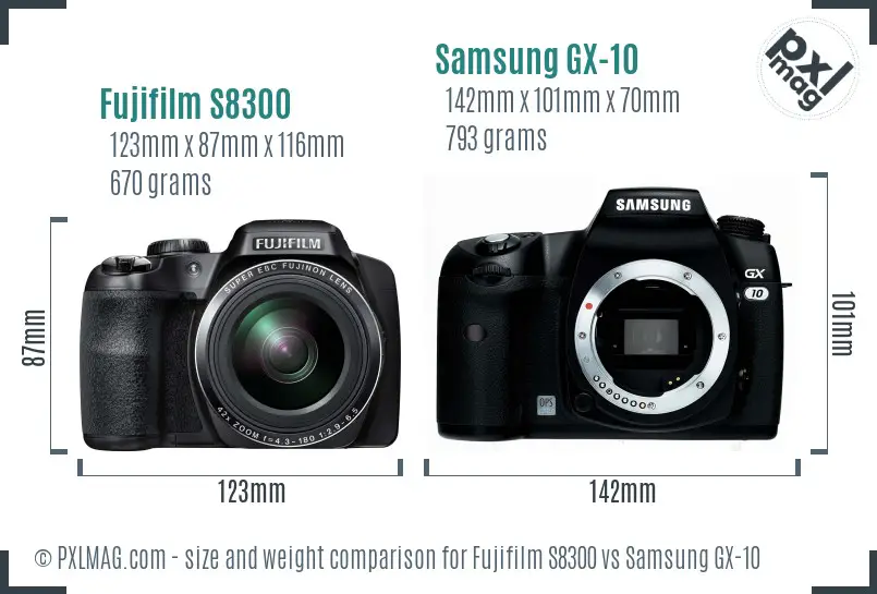 Fujifilm S8300 vs Samsung GX-10 size comparison Fujifilm S8300 vs Samsung GX-10 size comparison