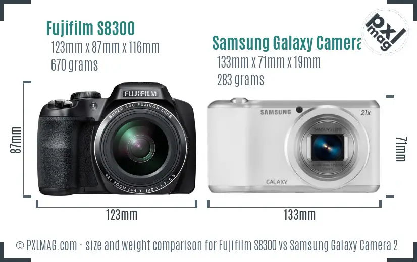 Fujifilm S8300 vs Samsung Galaxy Camera 2 size comparison