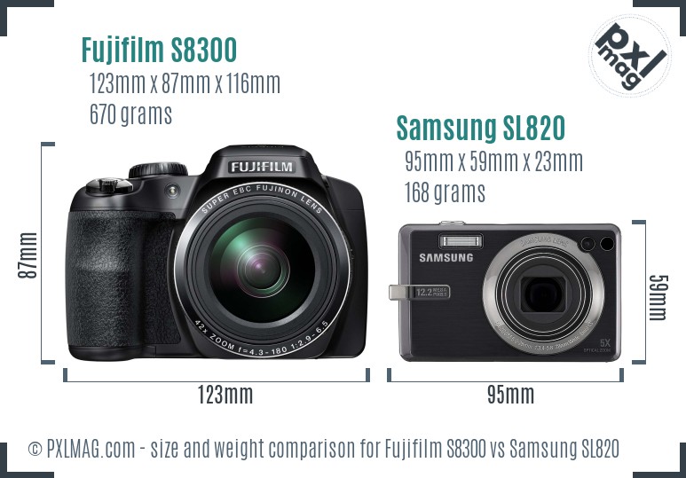 Fujifilm S8300 vs Samsung SL820 size comparison Fujifilm S8300 vs Samsung SL820 size comparison