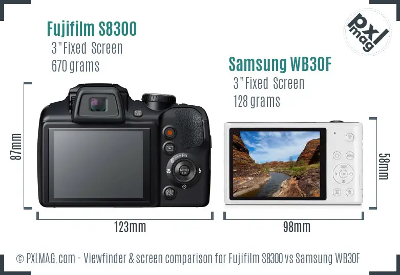 Fujifilm S8300 vs Samsung WB30F Screen and Viewfinder comparison Fujifilm S8300 vs Samsung WB30F Screen and Viewfinder comparison