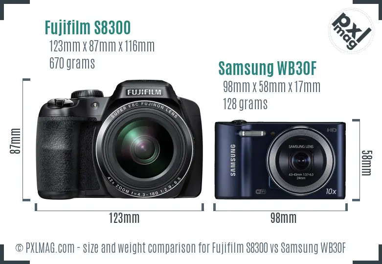 Fujifilm S8300 vs Samsung WB30F size comparison Fujifilm S8300 vs Samsung WB30F size comparison