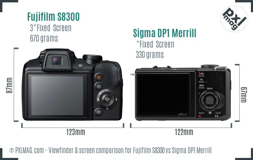 Fujifilm S8300 vs Sigma DP1 Merrill Screen and Viewfinder comparison
