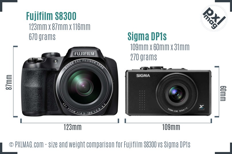Fujifilm S8300 vs Sigma DP1s size comparison Fujifilm S8300 vs Sigma DP1s size comparison