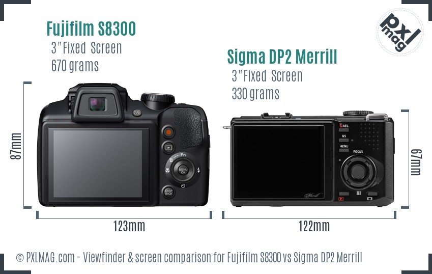 Fujifilm S8300 vs Sigma DP2 Merrill Screen and Viewfinder comparison