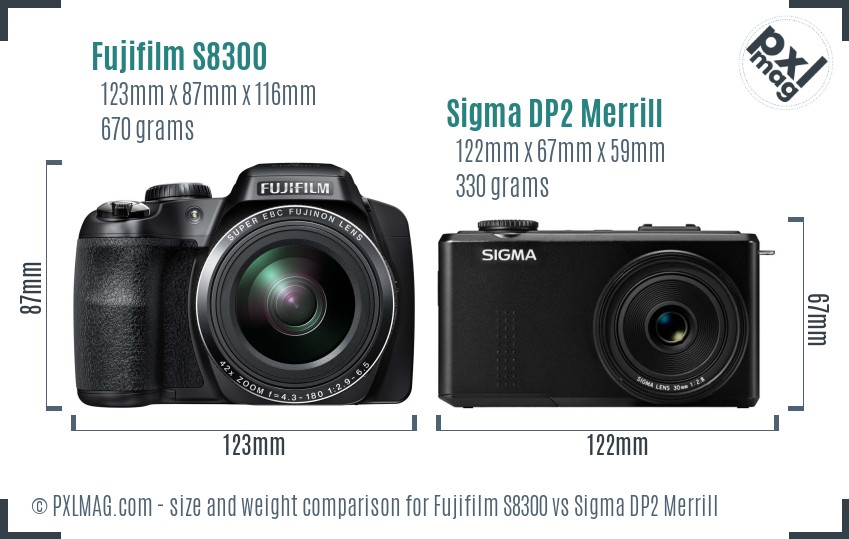Fujifilm S8300 vs Sigma DP2 Merrill size comparison Fujifilm S8300 vs Sigma DP2 Merrill size comparison