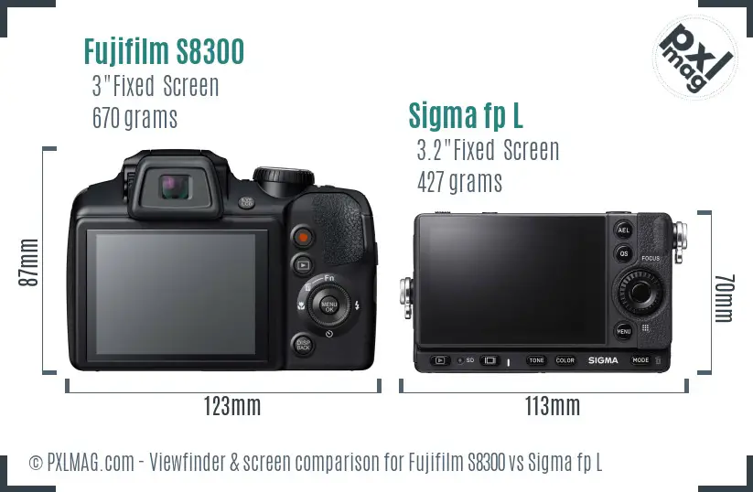 Fujifilm S8300 vs Sigma fp L Screen and Viewfinder comparison