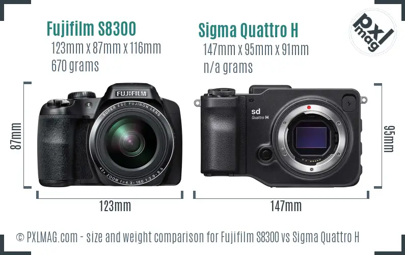 Fujifilm S8300 vs Sigma Quattro H size comparison