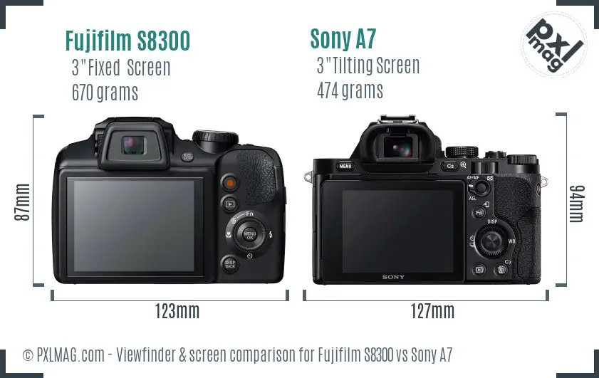 Fujifilm S8300 vs Sony A7 Screen and Viewfinder comparison Fujifilm S8300 vs Sony A7 Screen and Viewfinder comparison