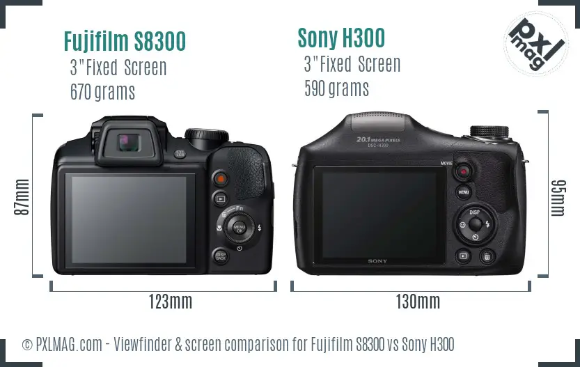 Fujifilm S8300 vs Sony H300 Screen and Viewfinder comparison