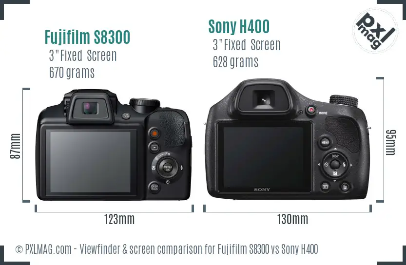 Fujifilm S8300 vs Sony H400 Screen and Viewfinder comparison