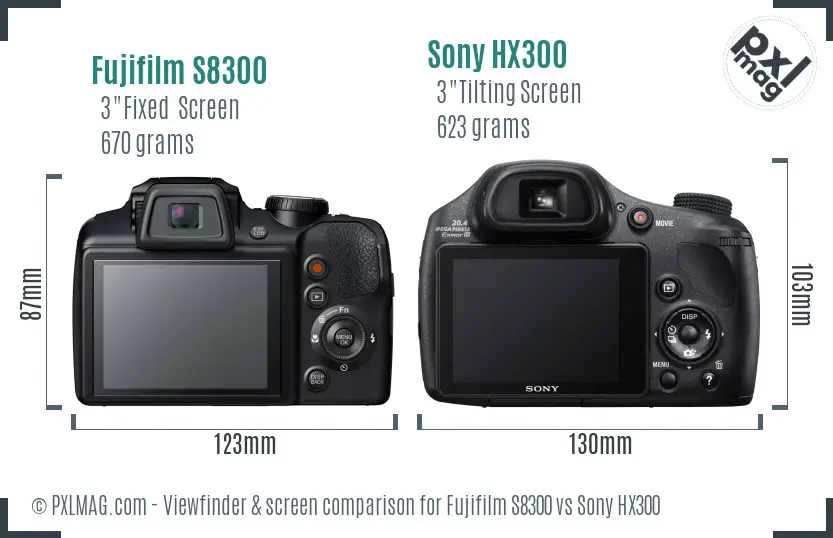 Fujifilm S8300 vs Sony HX300 Screen and Viewfinder comparison