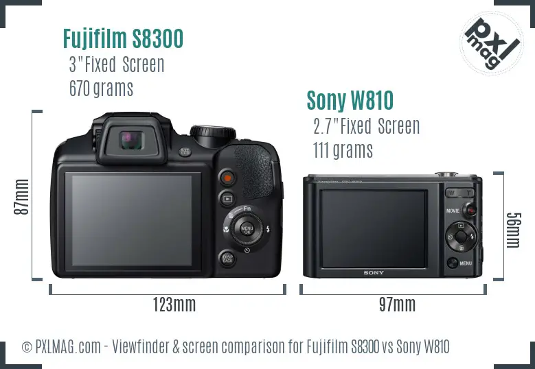 Fujifilm S8300 vs Sony W810 Screen and Viewfinder comparison