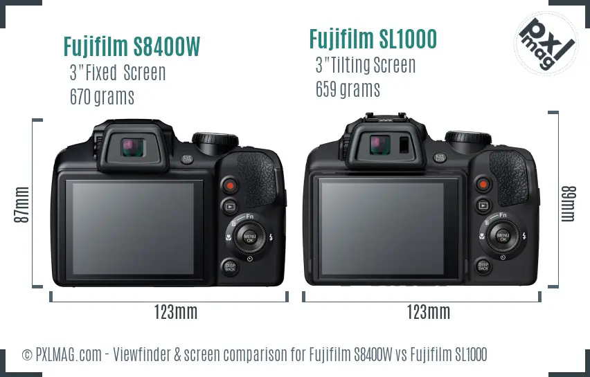 Fujifilm S8400W vs Fujifilm SL1000 Screen and Viewfinder comparison