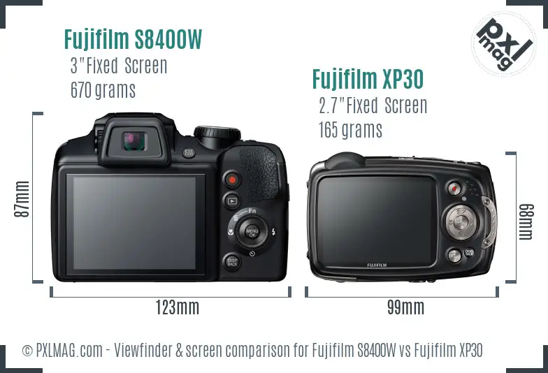 Fujifilm S8400W vs Fujifilm XP30 Screen and Viewfinder comparison