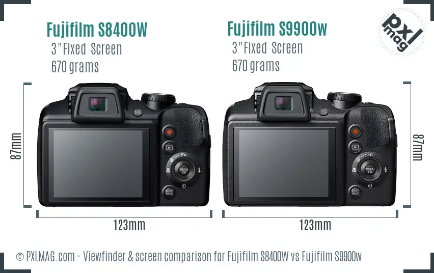 Fujifilm S8400W vs Fujifilm S9900w Screen and Viewfinder comparison