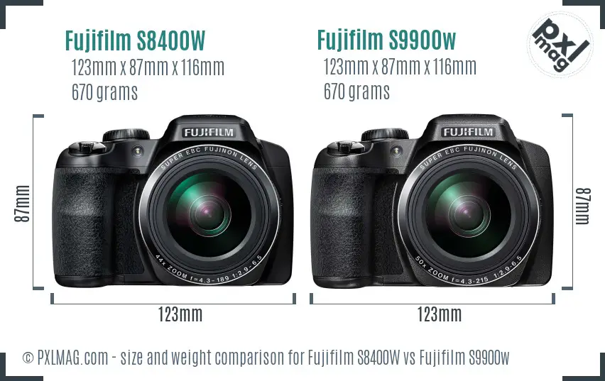 Fujifilm S8400W vs Fujifilm S9900w size comparison