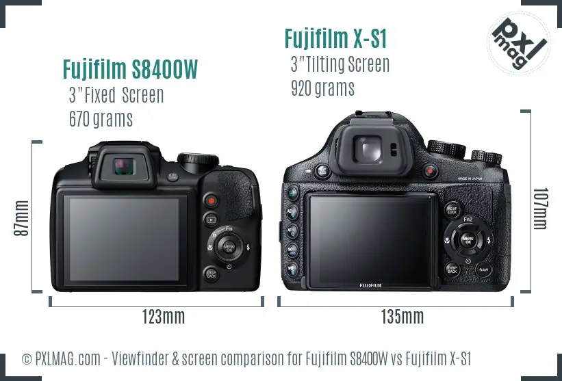 Fujifilm S8400W vs Fujifilm X-S1 Screen and Viewfinder comparison