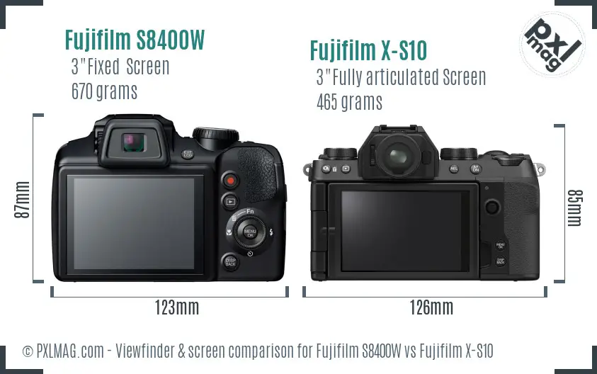 Fujifilm S8400W vs Fujifilm X-S10 Screen and Viewfinder comparison