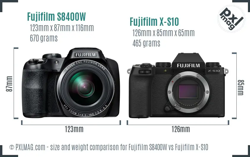 Fujifilm S8400W vs Fujifilm X-S10 size comparison