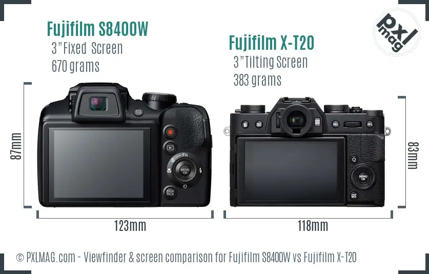 Fujifilm S8400W vs Fujifilm X-T20 Screen and Viewfinder comparison