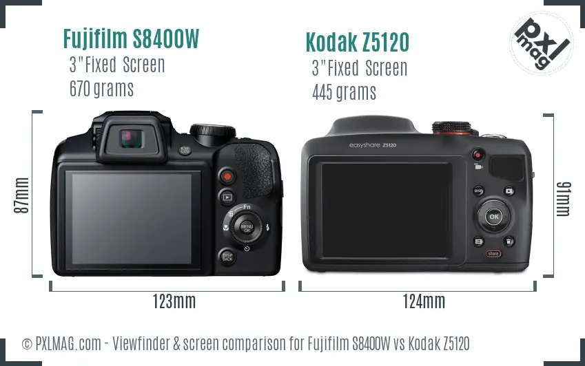 Fujifilm S8400W vs Kodak Z5120 Screen and Viewfinder comparison Fujifilm S8400W vs Kodak Z5120 Screen and Viewfinder comparison