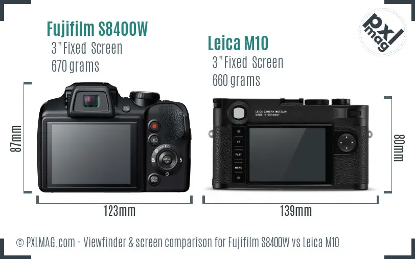 Fujifilm S8400W vs Leica M10 Screen and Viewfinder comparison