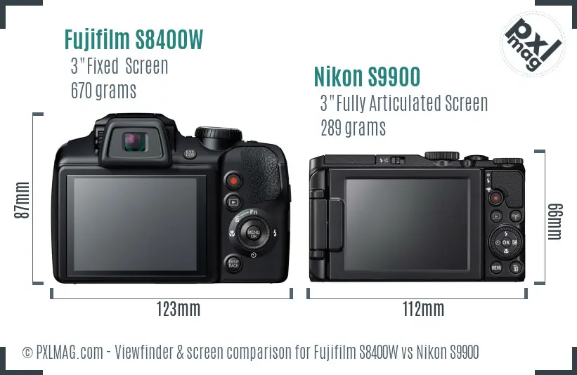 Fujifilm S8400W vs Nikon S9900 Screen and Viewfinder comparison Fujifilm S8400W vs Nikon S9900 Screen and Viewfinder comparison