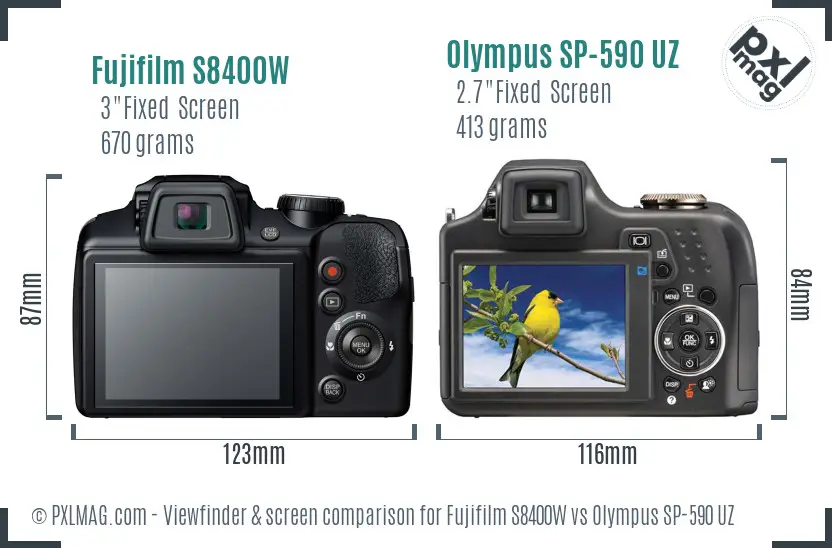 Fujifilm S8400W vs Olympus SP-590 UZ Screen and Viewfinder comparison Fujifilm S8400W vs Olympus SP-590 UZ Screen and Viewfinder comparison