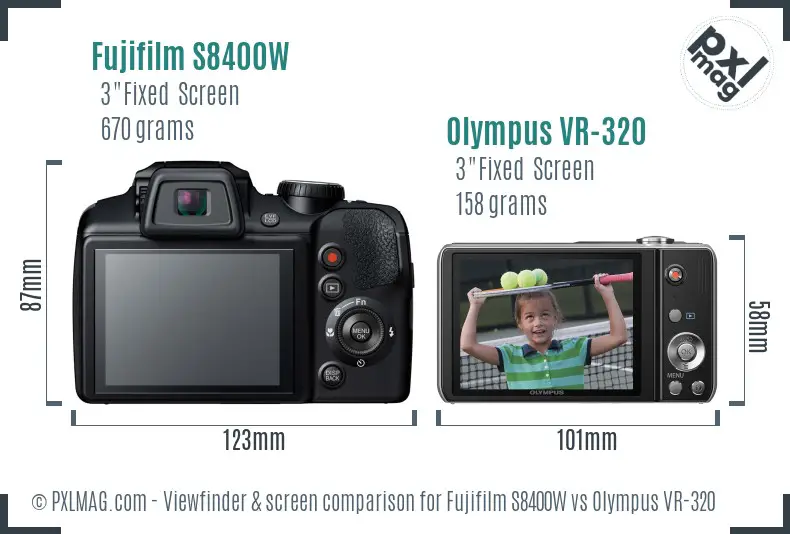 Fujifilm S8400W vs Olympus VR-320 Screen and Viewfinder comparison