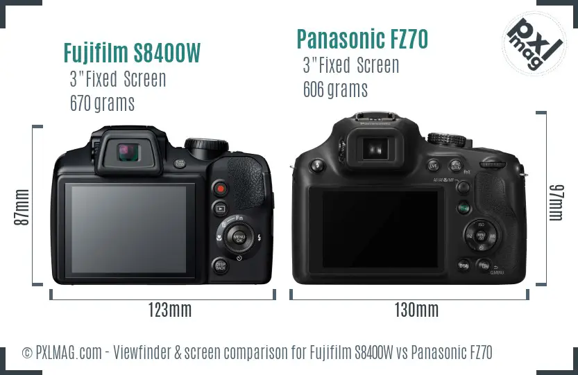 Fujifilm S8400W vs Panasonic FZ70 Screen and Viewfinder comparison