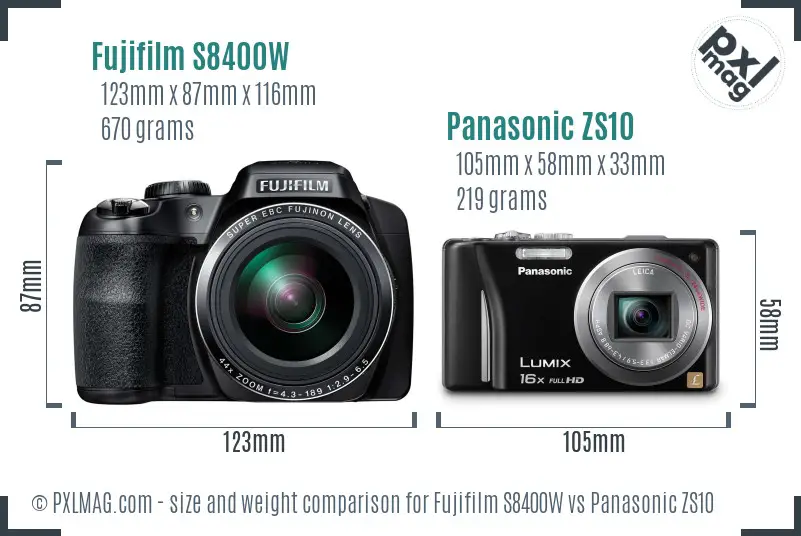 Fujifilm S8400W vs Panasonic ZS10 size comparison Fujifilm S8400W vs Panasonic ZS10 size comparison