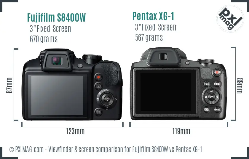 Fujifilm S8400W vs Pentax XG-1 Screen and Viewfinder comparison