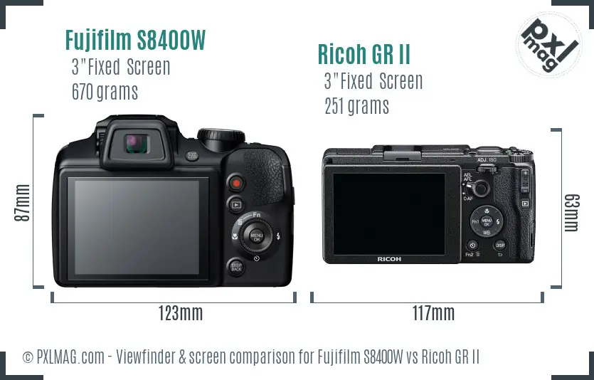 Fujifilm S8400W vs Ricoh GR II Screen and Viewfinder comparison Fujifilm S8400W vs Ricoh GR II Screen and Viewfinder comparison