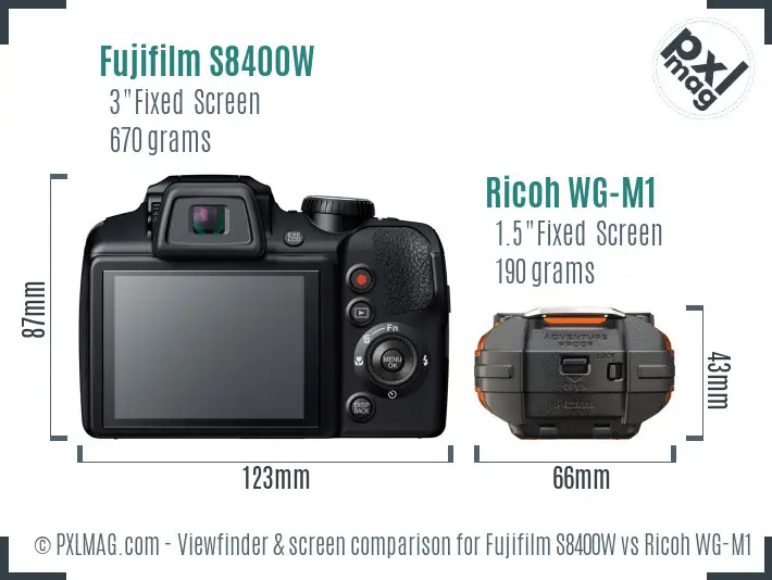 Fujifilm S8400W vs Ricoh WG-M1 Screen and Viewfinder comparison