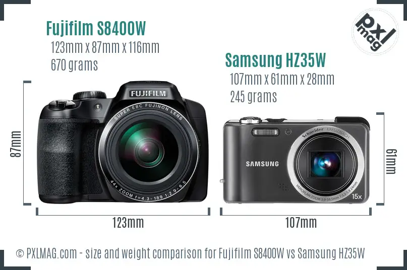 Fujifilm S8400W vs Samsung HZ35W size comparison Fujifilm S8400W vs Samsung HZ35W size comparison